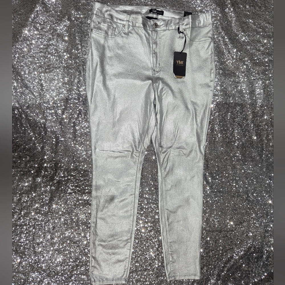 YMI Metallic Silver Skinny Pants